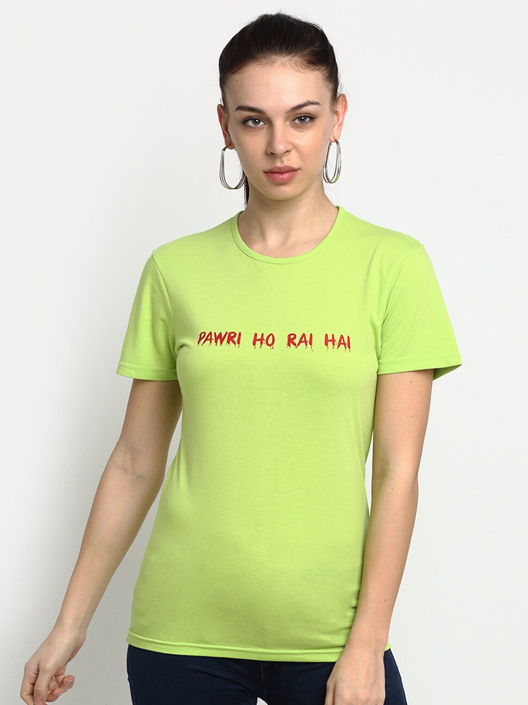

VIMAL JONNEY Women Green Printed Round Neck T-shirt