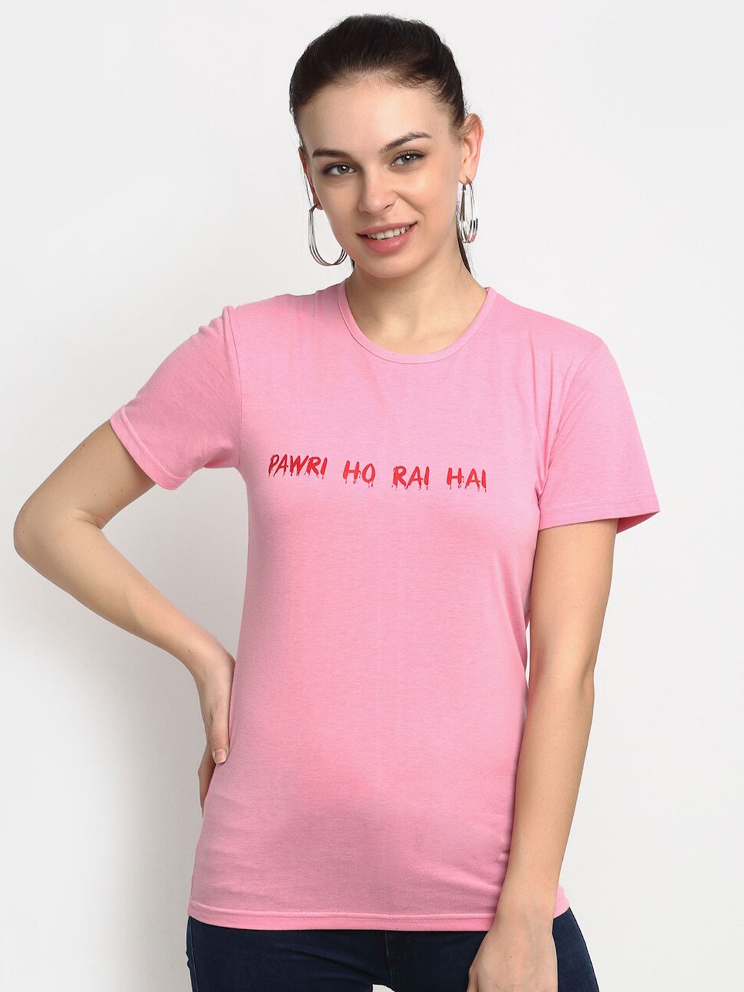 

VIMAL JONNEY Women Pink Printed Round Neck T-shirt