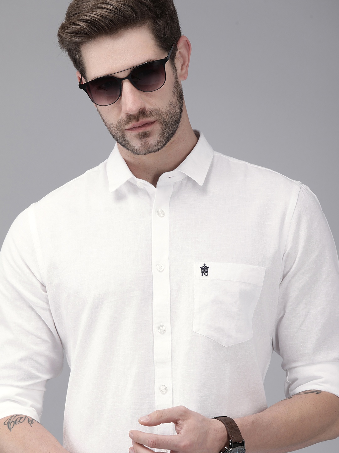 

French Connection Men White Slim Fit Opaque Casual Shirt