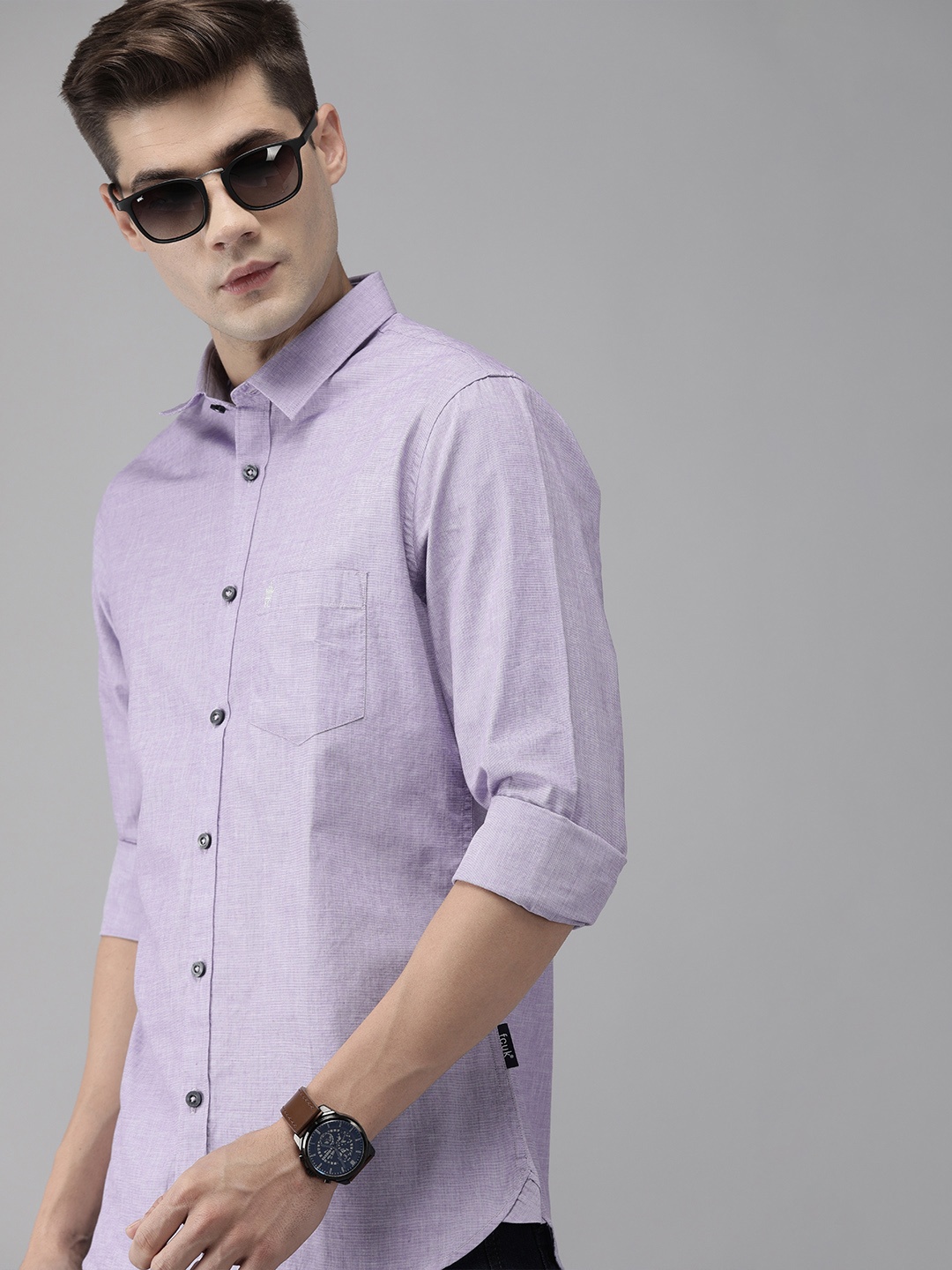 

French Connection Men Violet Slim Fit Casual Shirt