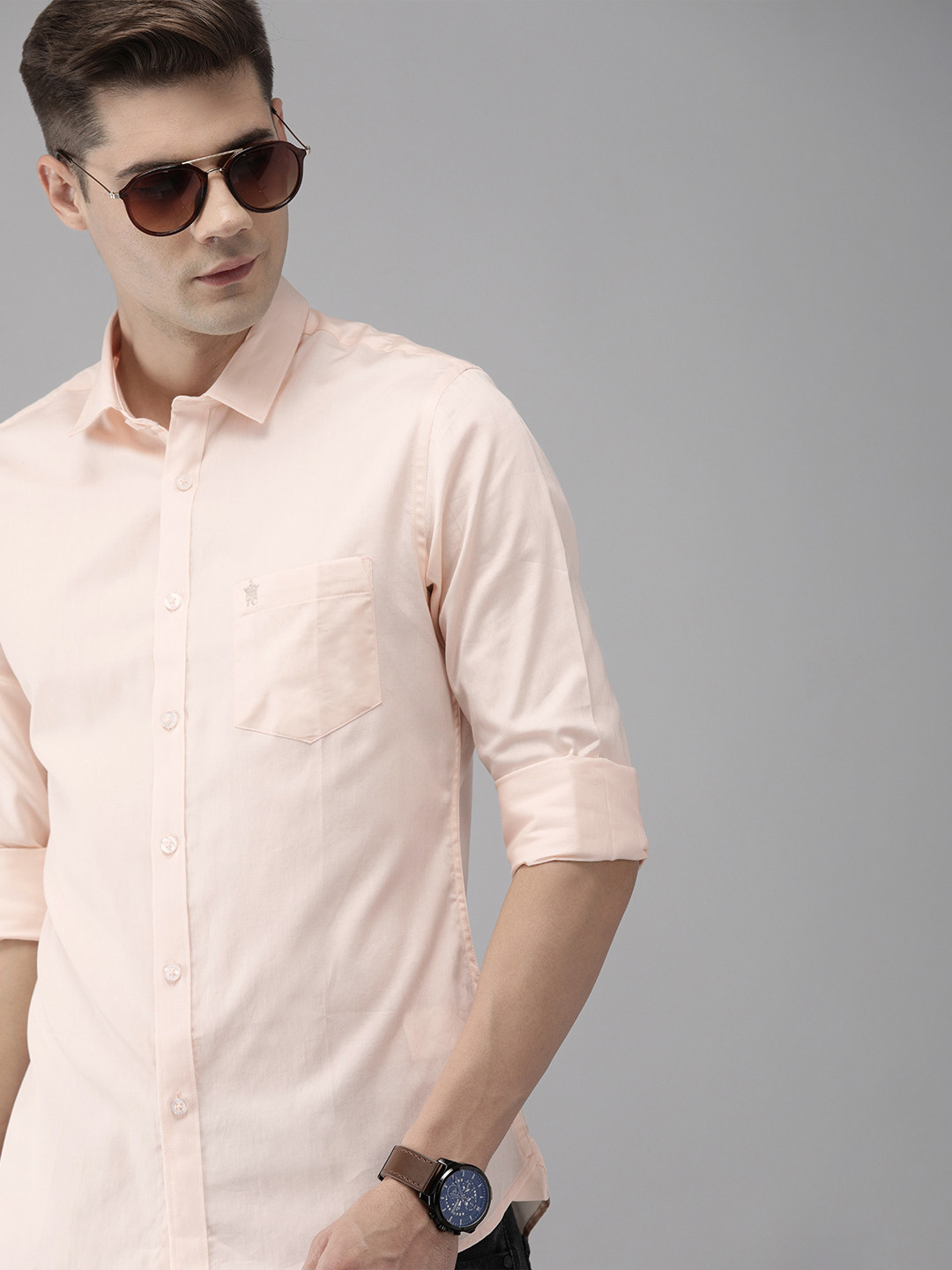 

French Connection Men Cream-Coloured Slim Fit Casual Shirt
