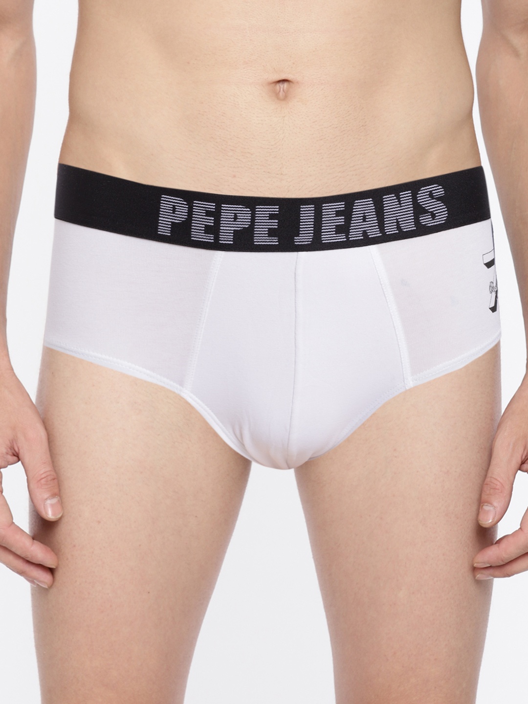 

Pepe Jeans Men White & Black Printed Detail Basic Briefs 8904311340805