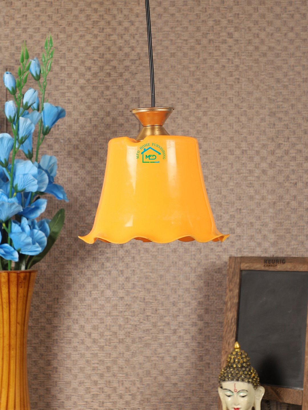 

MFD HOME FURNISHING Yellow & Black Solid Quirky Hanging Light