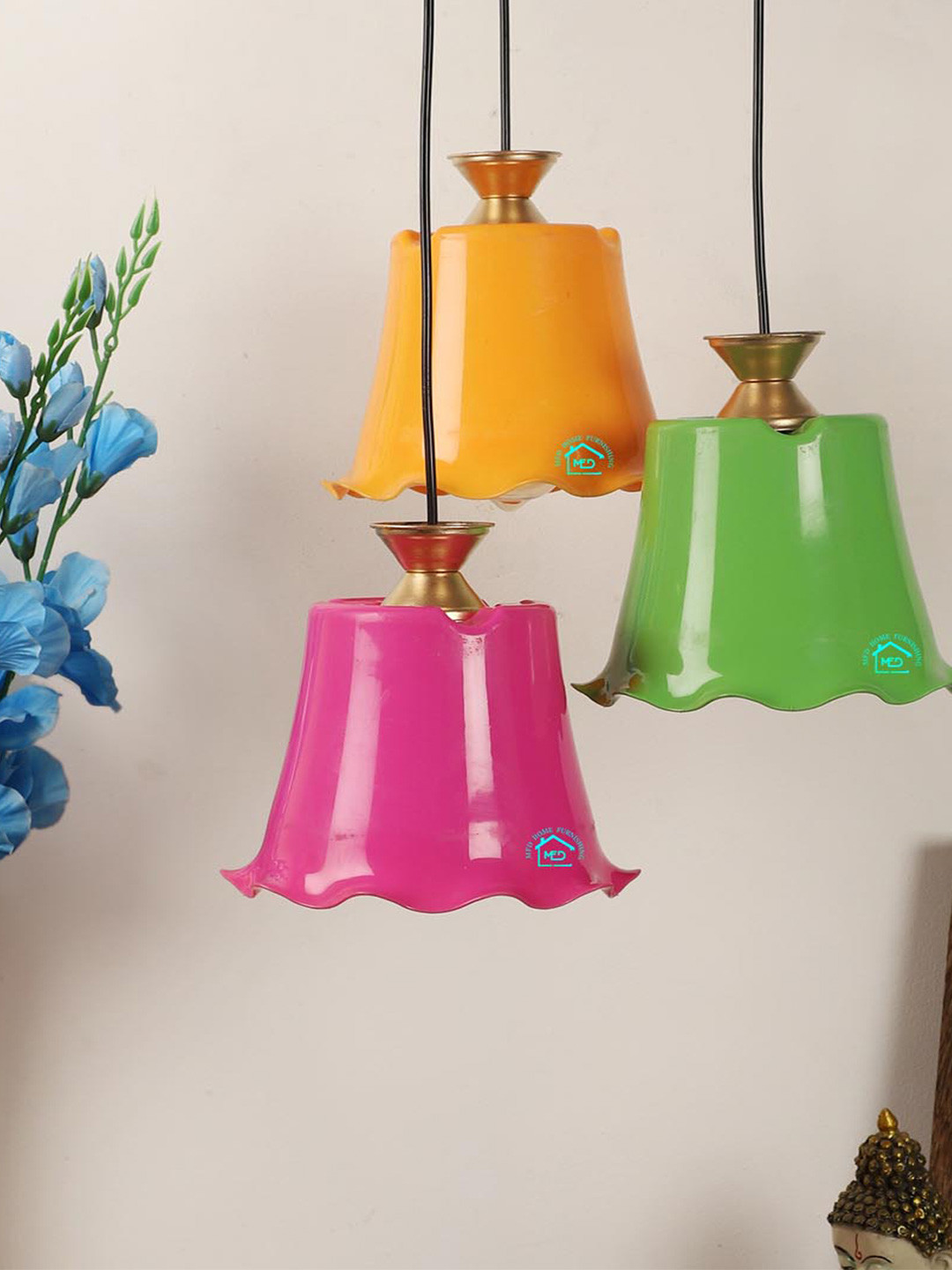 

MFD HOME FURNISHING Pink & Green Solid Quirky Ceiling Lamp
