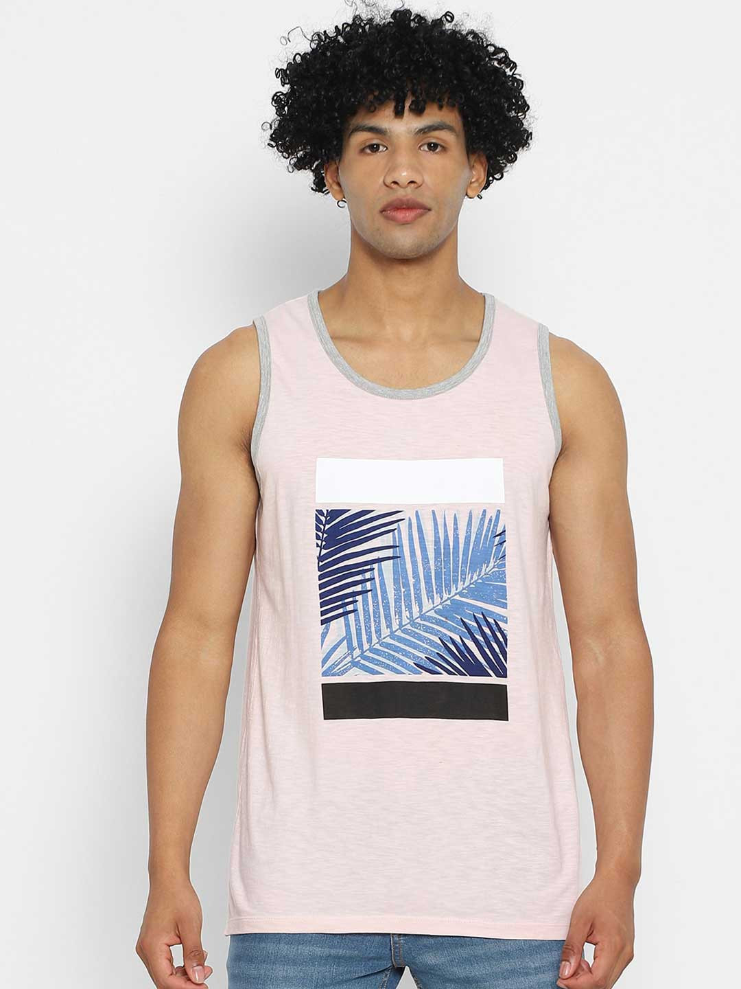 

FOREVER 21 Men Pink Printed Round Neck T-shirt