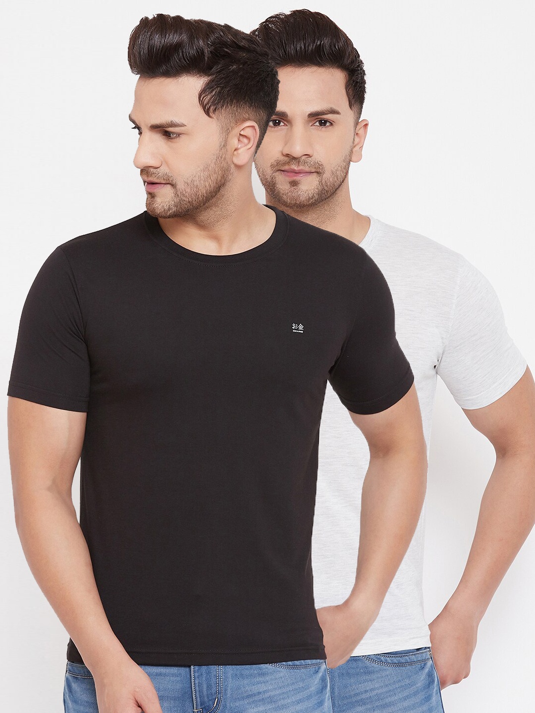 

Okane Men Pack Of 2 Solid Round Neck T-shirt, Black