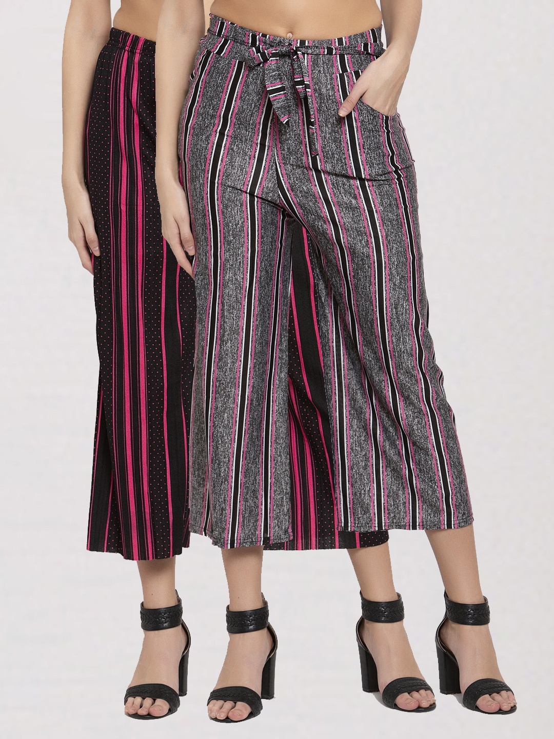 

KLOTTHE Pack of 2 Women Multicoloured Printed Wide Leg Palazzos, Multi