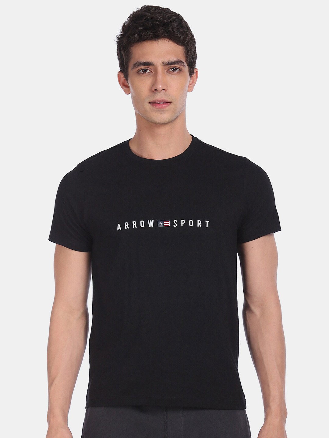 

Arrow Sport Men Black Pure Cotton Printed Round Neck T-shirt