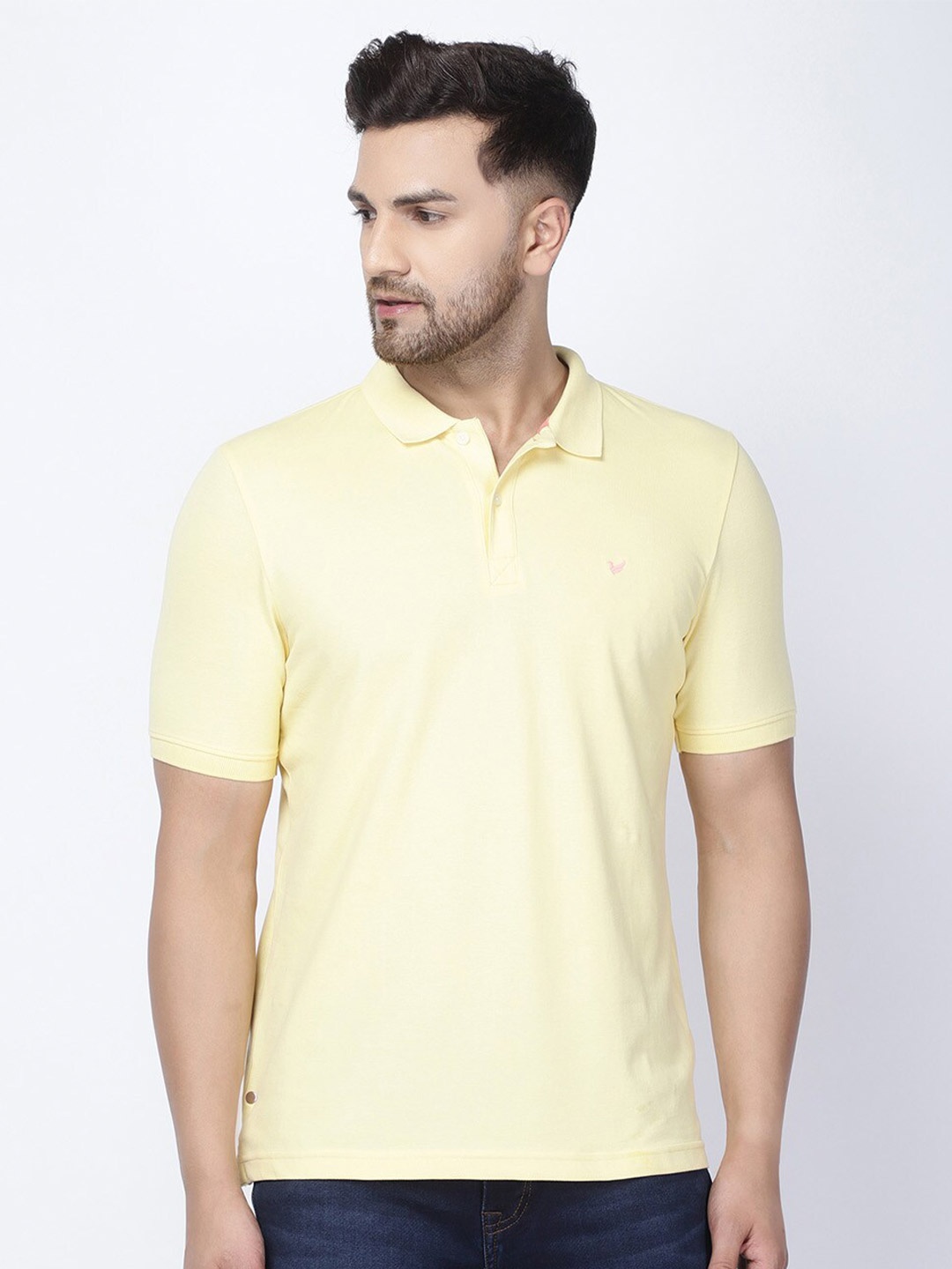 

Blackberrys Men Yellow Slim Fit Solid Polo Collar T-shirt