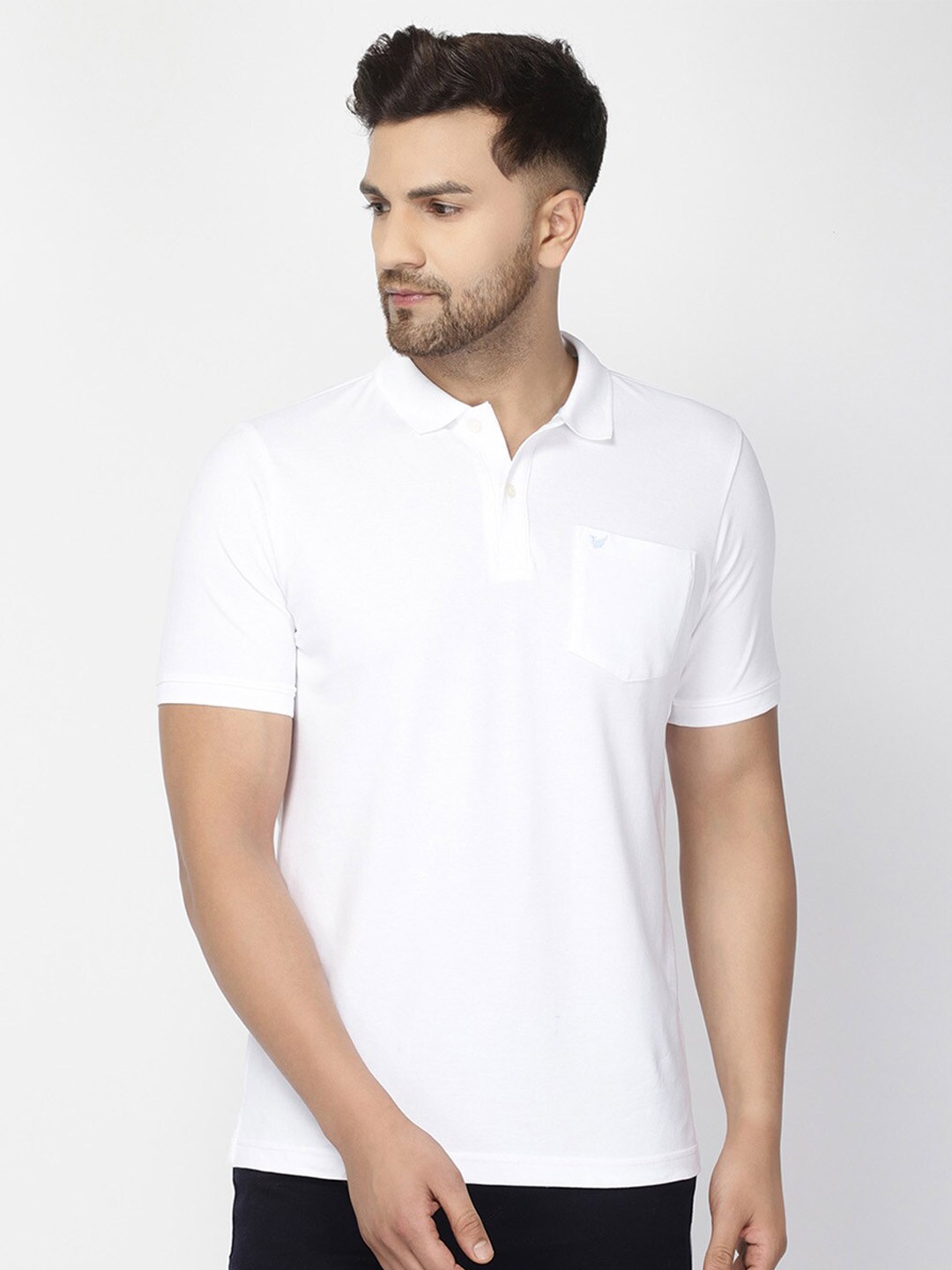 

Blackberrys Men White Slim Fit Solid Polo Collar T-shirt