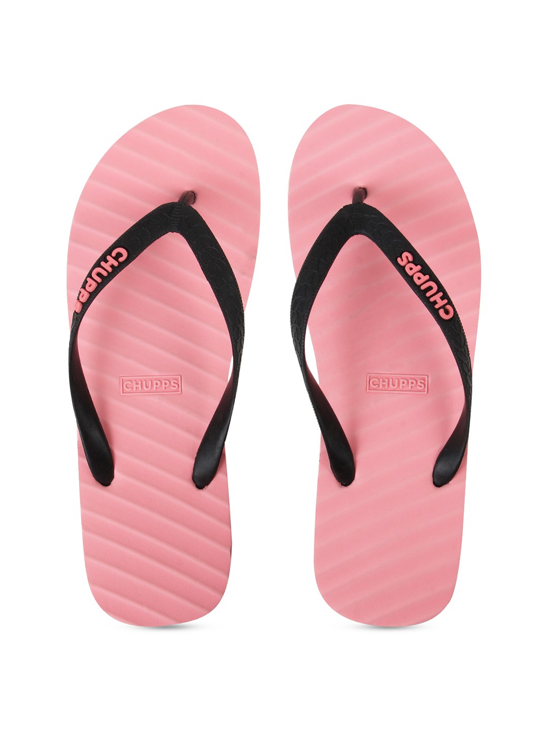 

CHUPPS Women Black & Pink Striped Sustainable Thong Flip-Flops