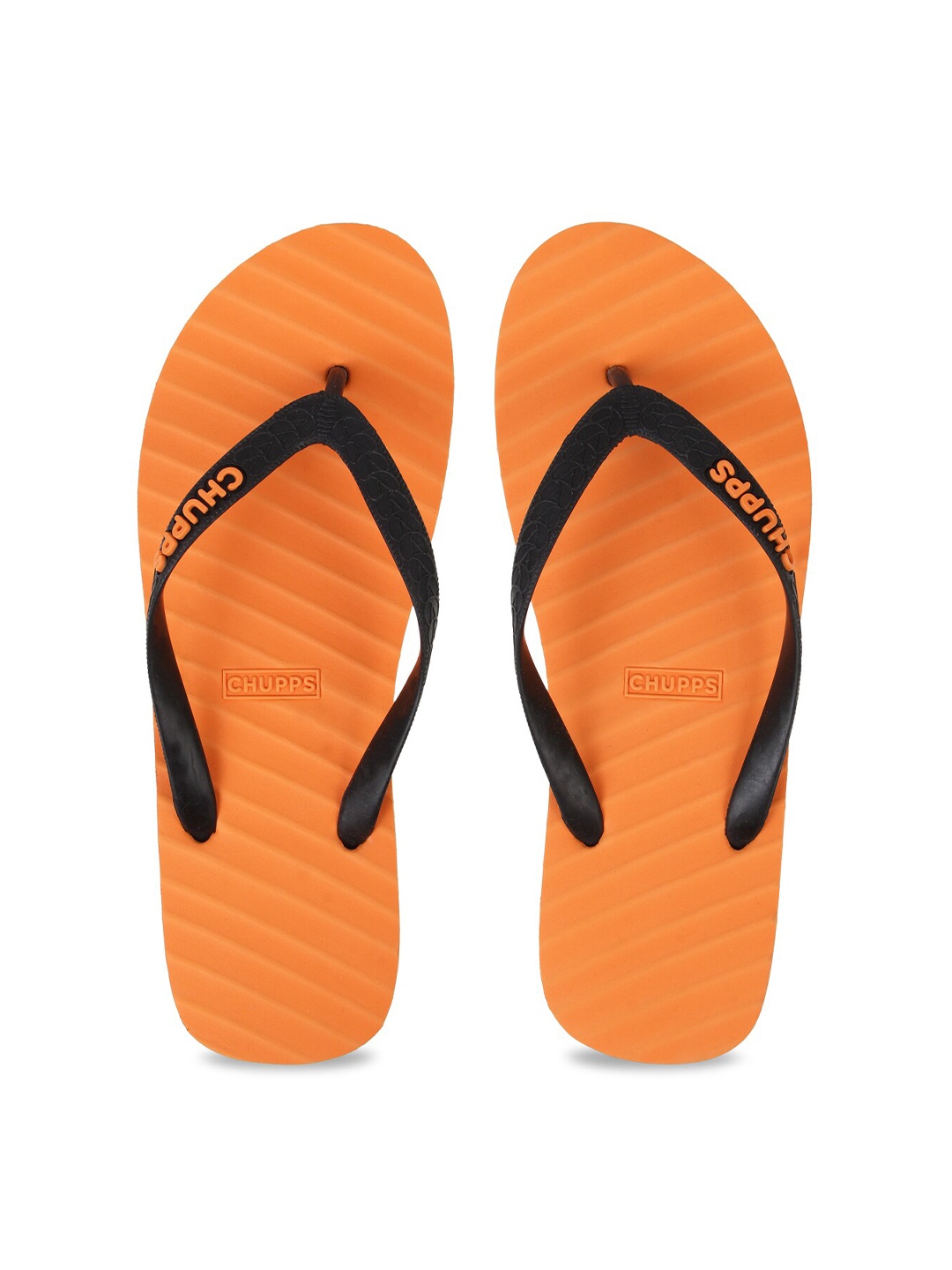 

CHUPPS Unisex Orange & Black Striped Sustainable Thong Flip-Flops