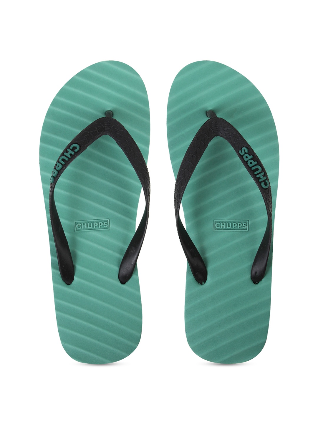 

CHUPPS Unisex Green & Black Striped Sustainable Thong Flip-Flops