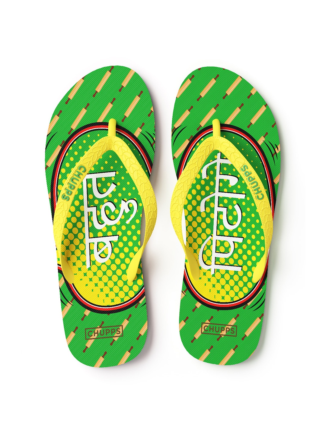 

CHUPPS Unisex Yellow & Green Printed Sustainable Thong Flip-Flops