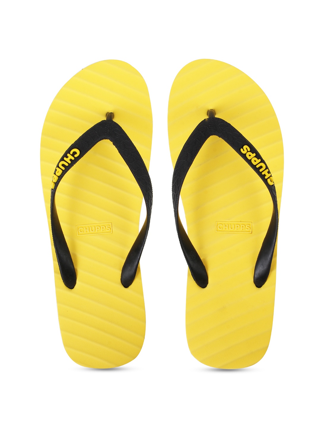 

CHUPPS Unisex Yellow & Black Striped Sustainable Thong Flip-Flops