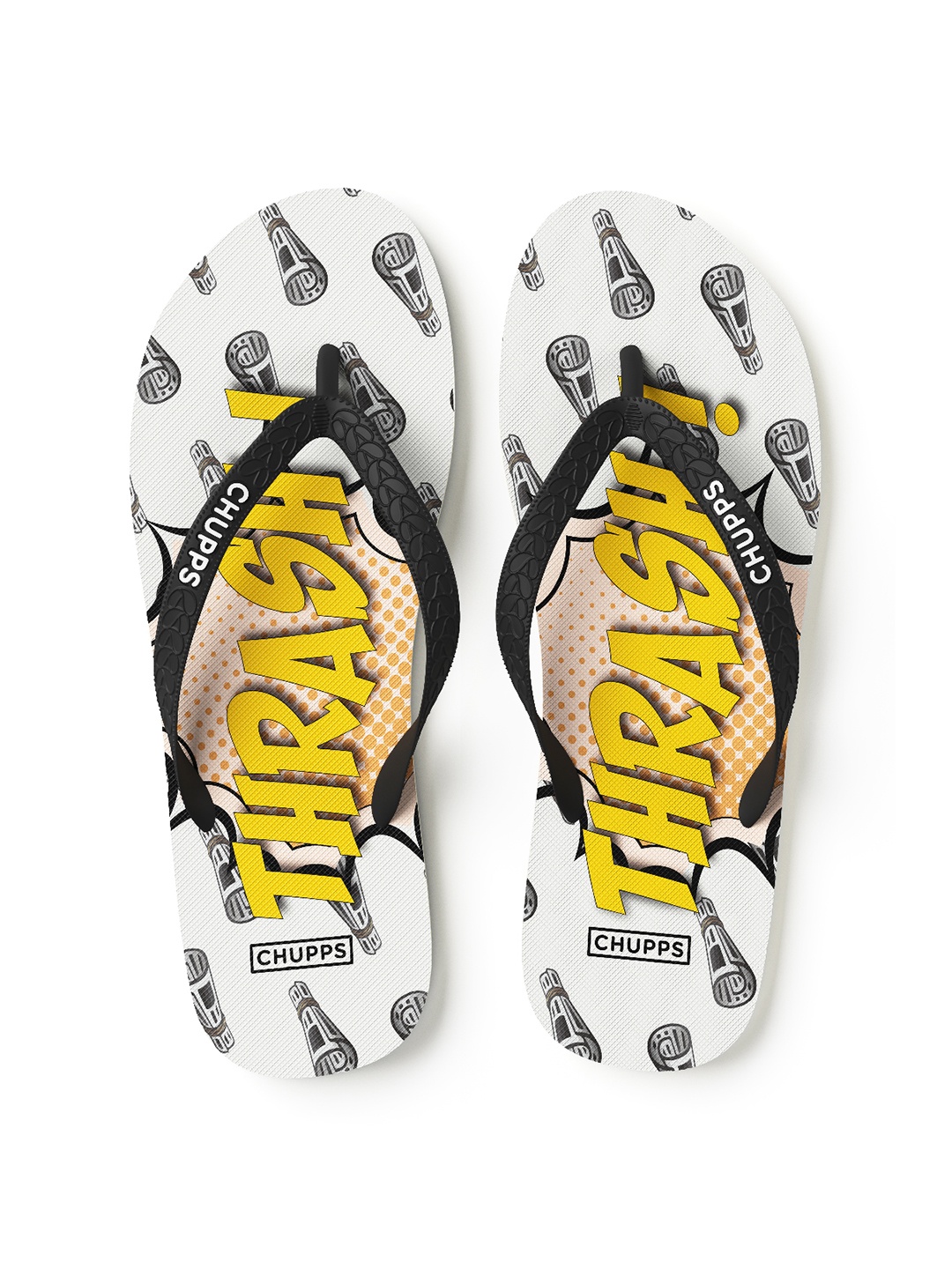 

CHUPPS Unisex Black & White Printed Sustainable Thong Flip-Flops