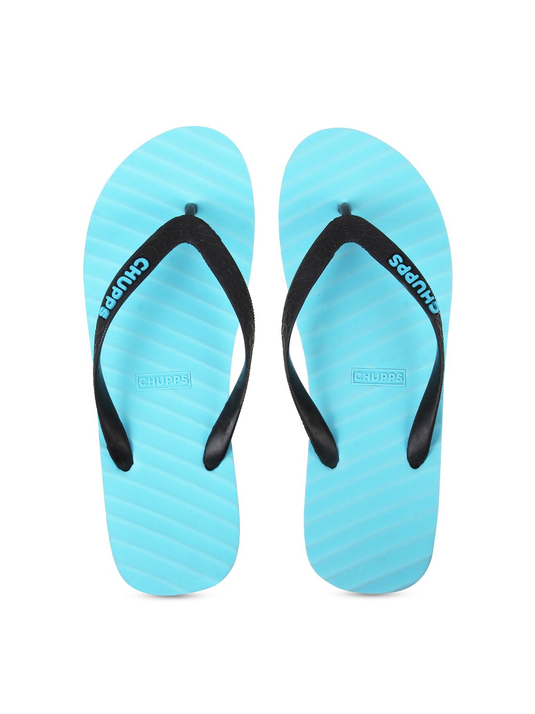 

CHUPPS Unisex Turquoise Blue & Black Striped Sustainable Thong Flip-Flops