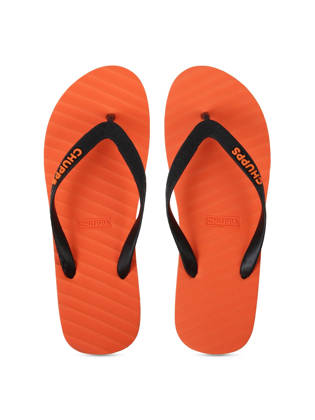 

CHUPPS Unisex Orange & Black Striped Sustainable Thong Flip-Flops