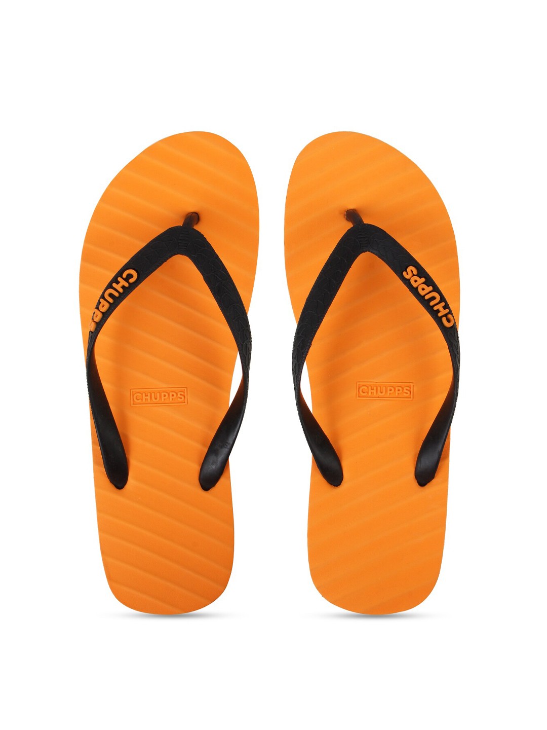 

CHUPPS Unisex Black & Orange Striped Sustainable Thong Flip-Flops