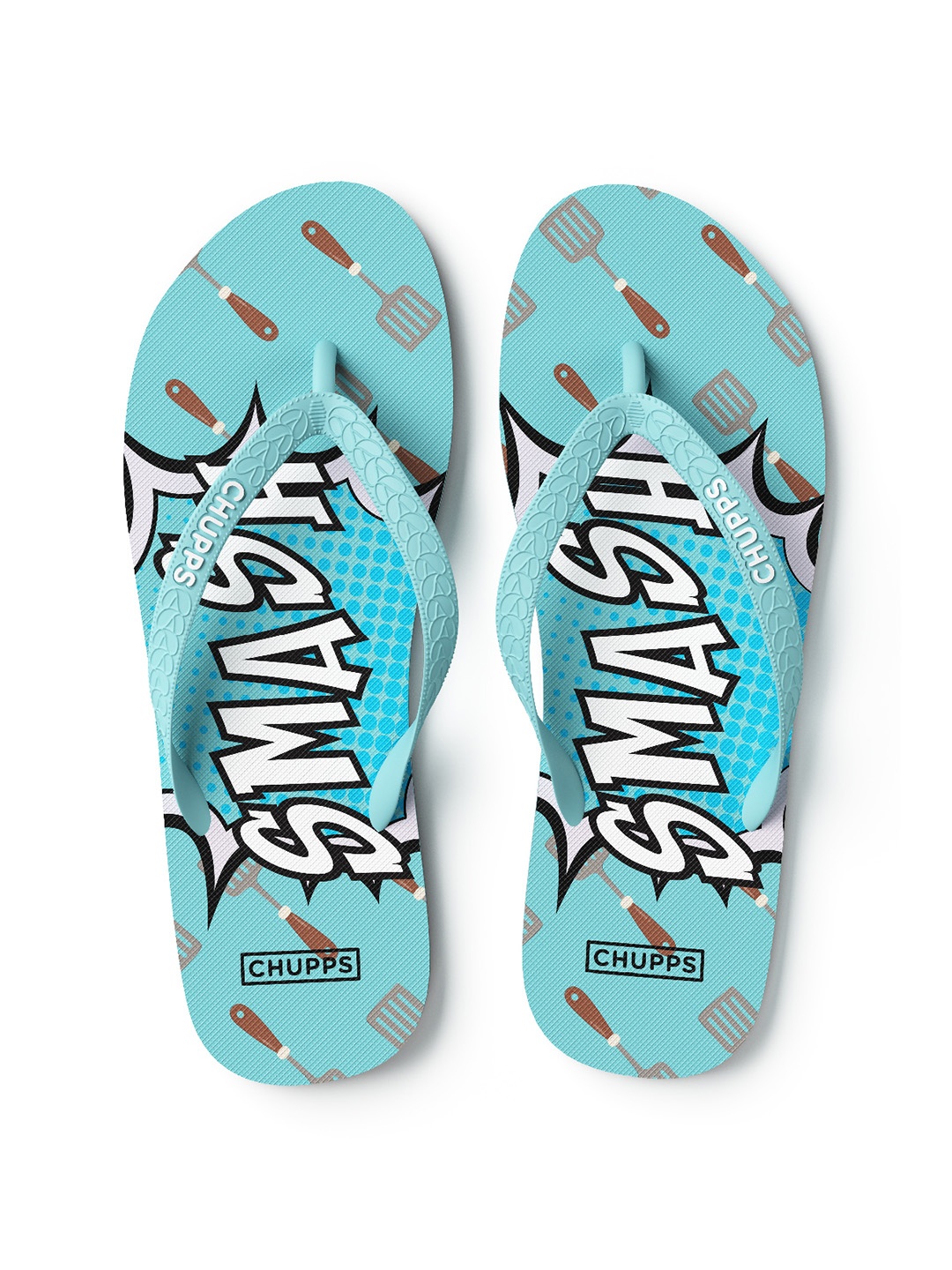 

CHUPPS Unisex Turquoise Blue & White Printed Sustainable Thong Flip-Flops