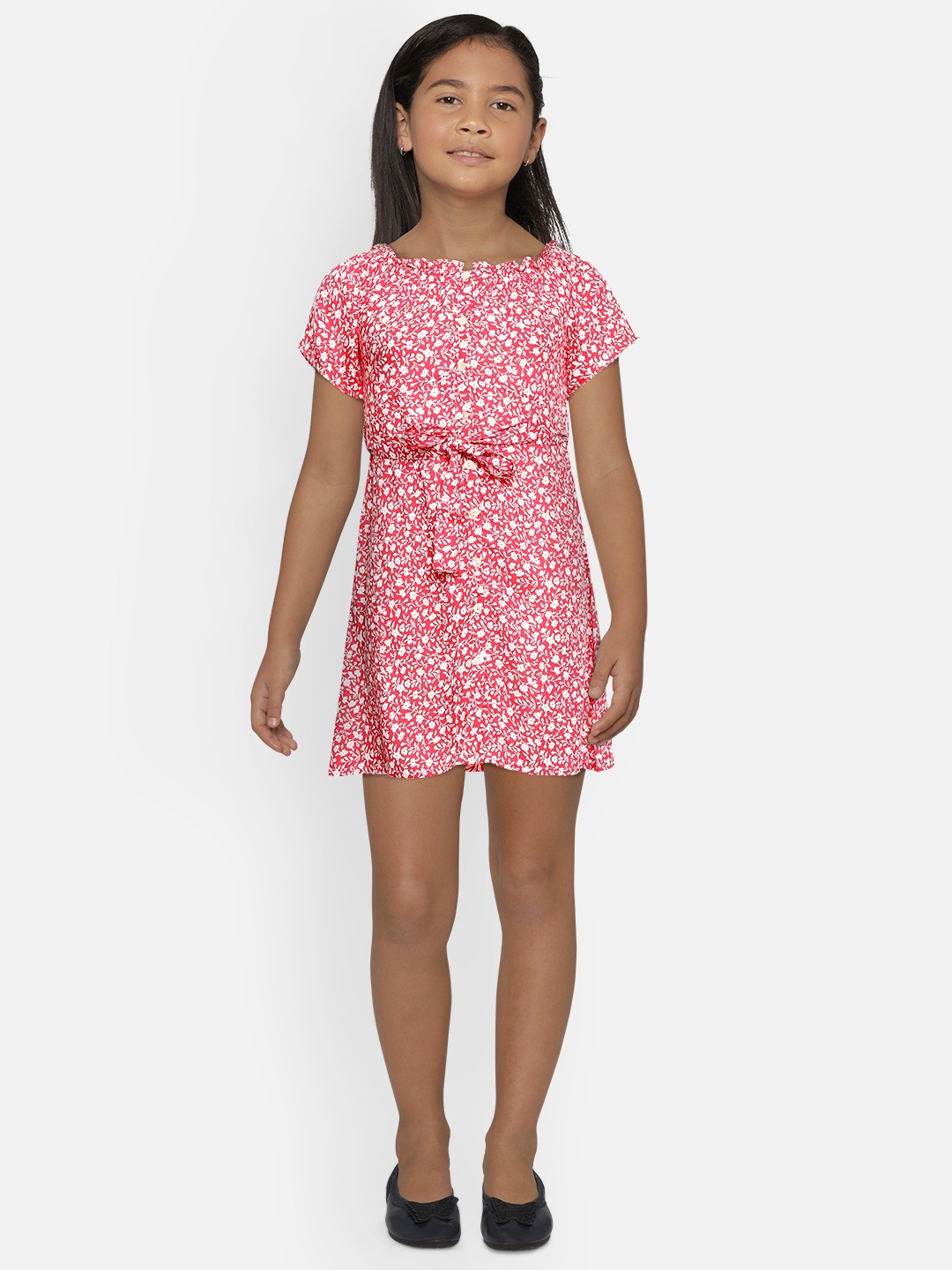 

AND Pink & White Floral Fit & Flare Dress