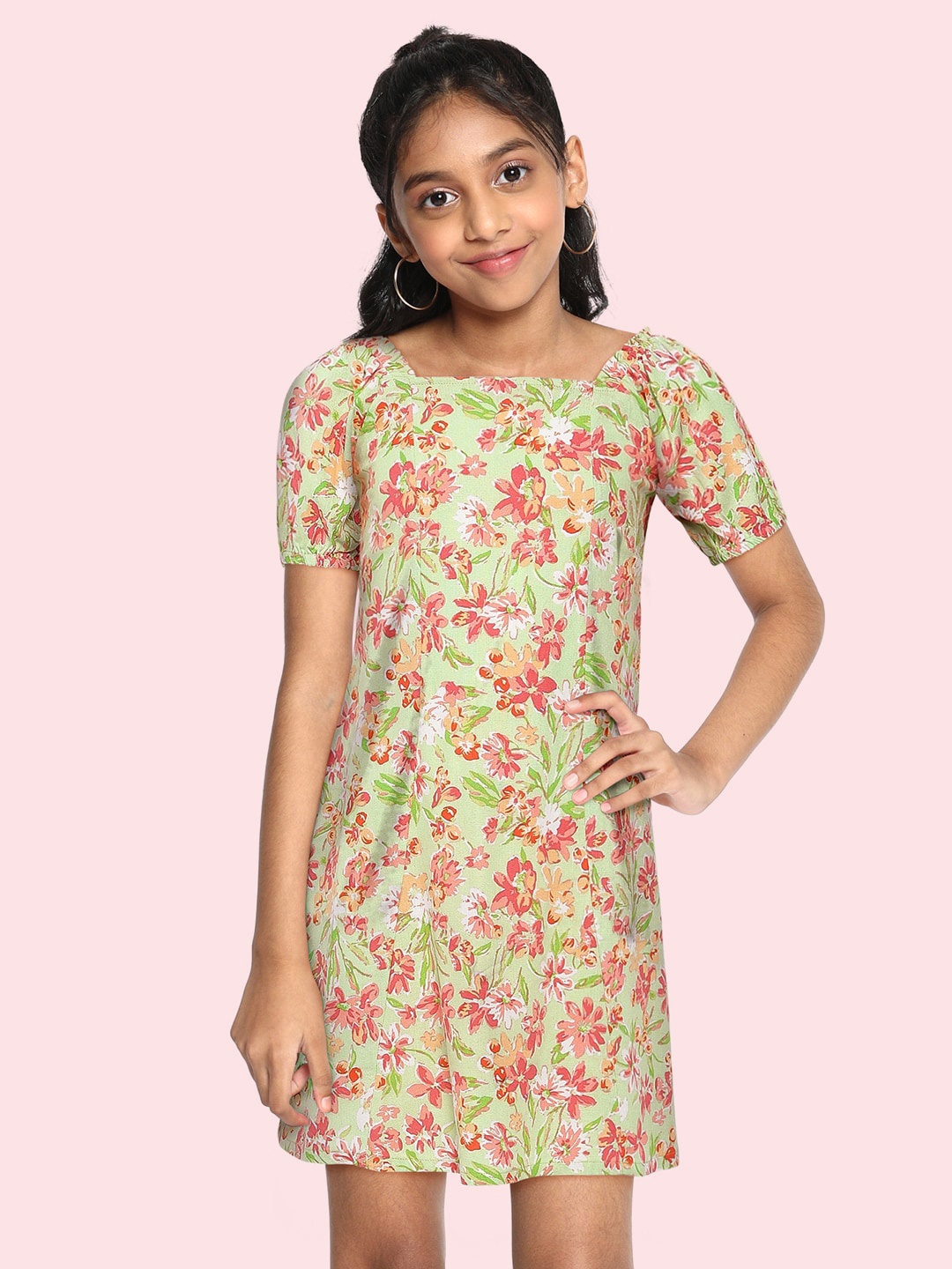 

AND Girls Multicoloured Printed A-Line Dress, Multi