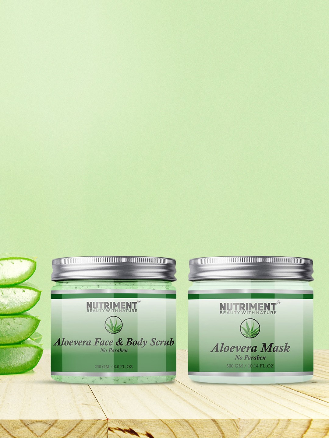 

Nutriment Pack of 2 Aloe Vera Scrub & Mask - 550 g, Transparent