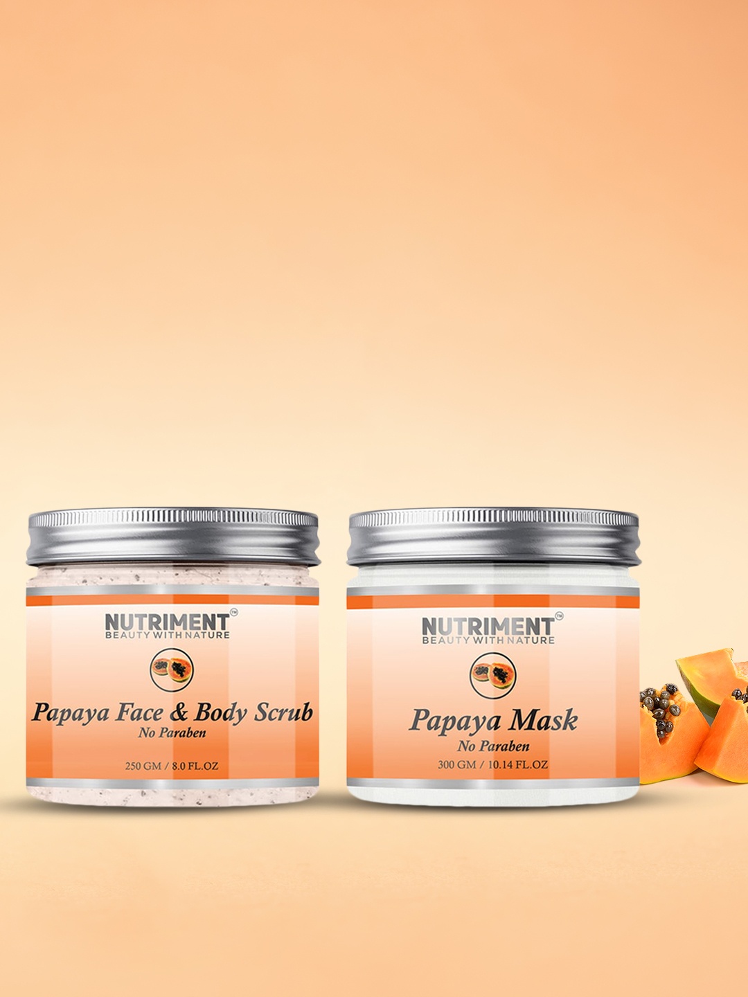 

Nutriment Pack of 2 Papaya Scrub & Papaya Mask - 550 g, Transparent
