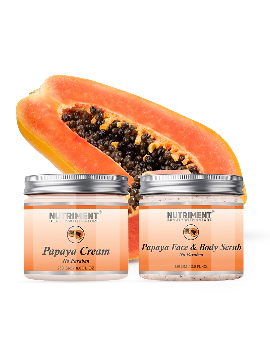 

Nutriment Pack of 2 Papaya Scrub & Cream - 250 g each, Transparent