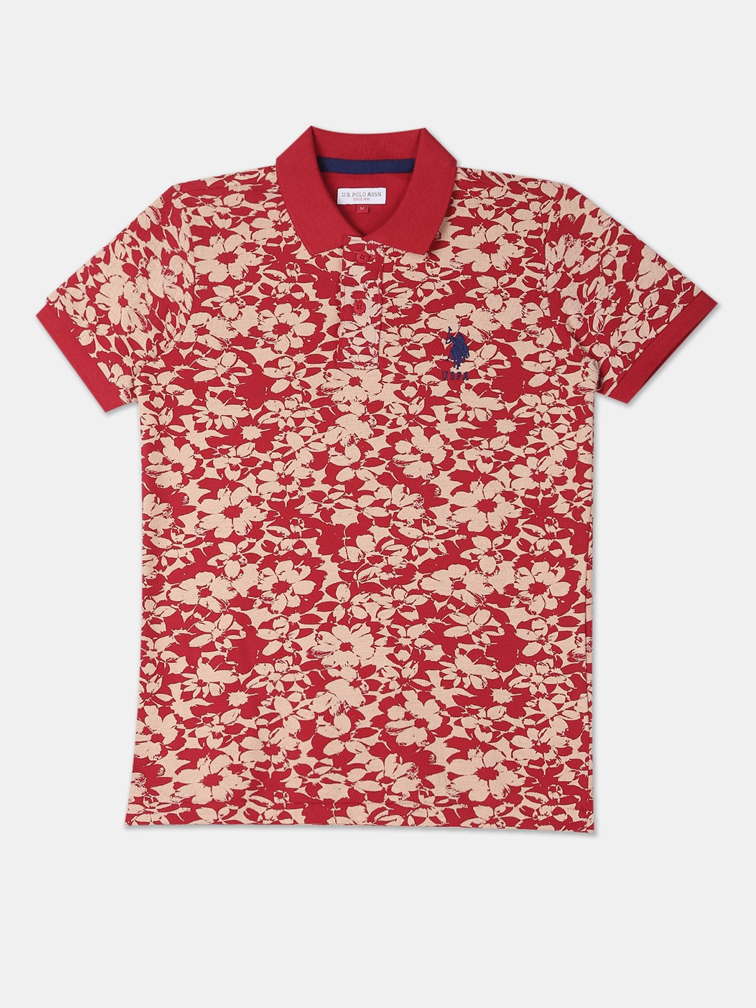 

U.S. Polo Assn. Kids Boys Red Printed Polo Collar T-shirt