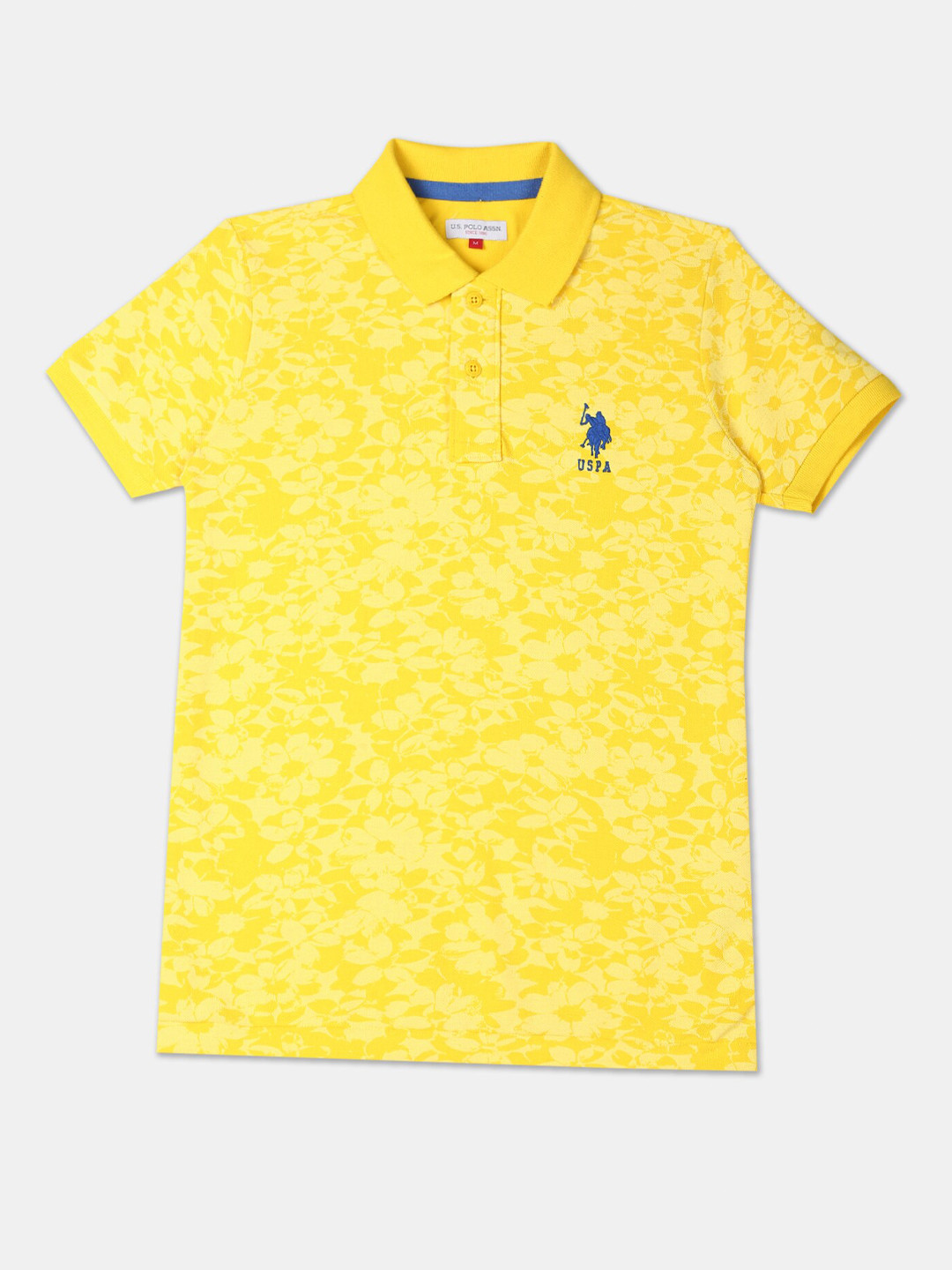 

U.S. Polo Assn. Kids Boys Yellow Printed Polo Collar T-shirt
