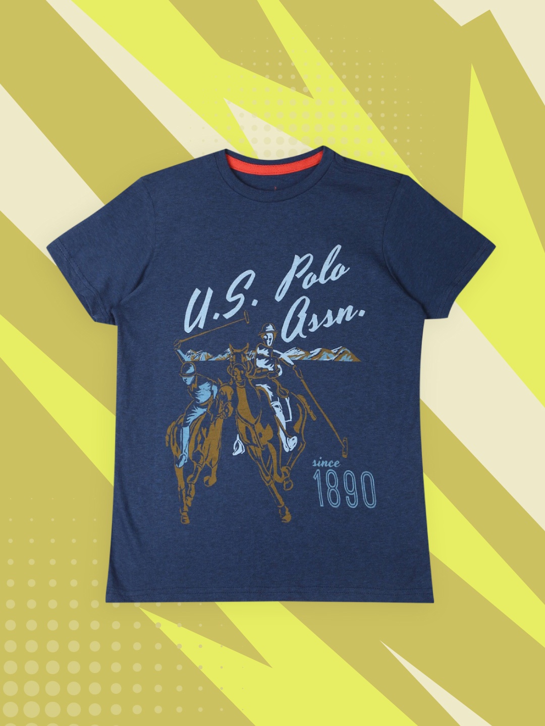 

U.S. Polo Assn. Kids Boys Blue Printed Round Neck T-shirt