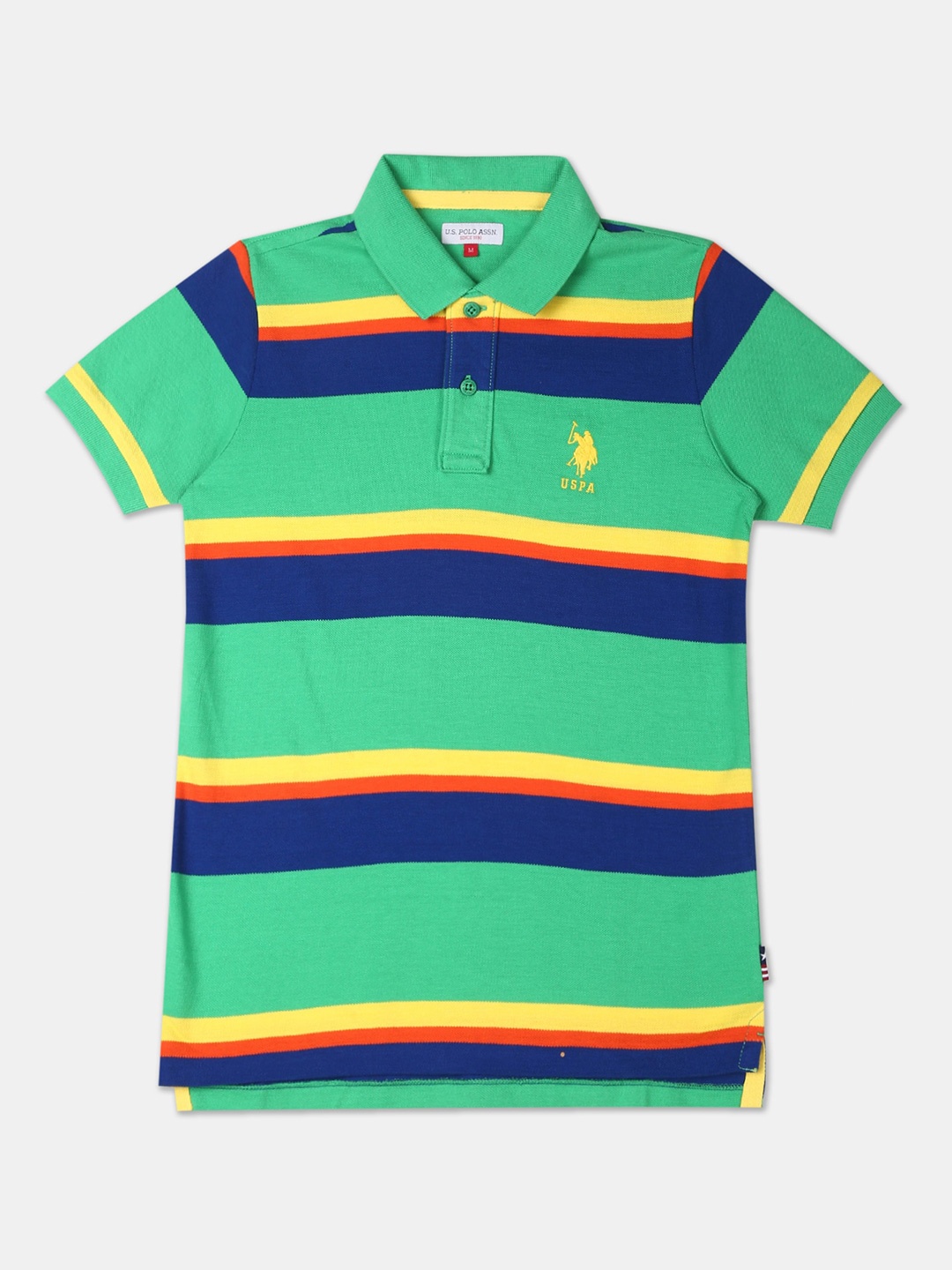 

U.S. Polo Assn. Kids Boys Green & Blue Striped Polo Collar T-shirt