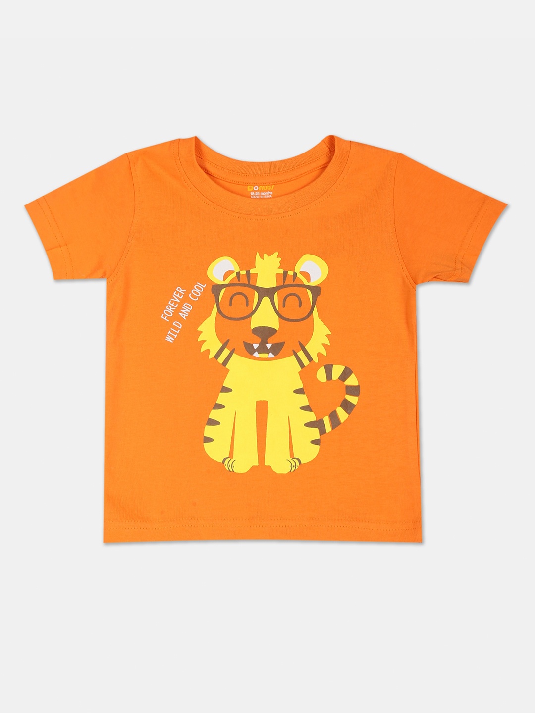 

Donuts Boys Orange Printed Round Neck T-shirt