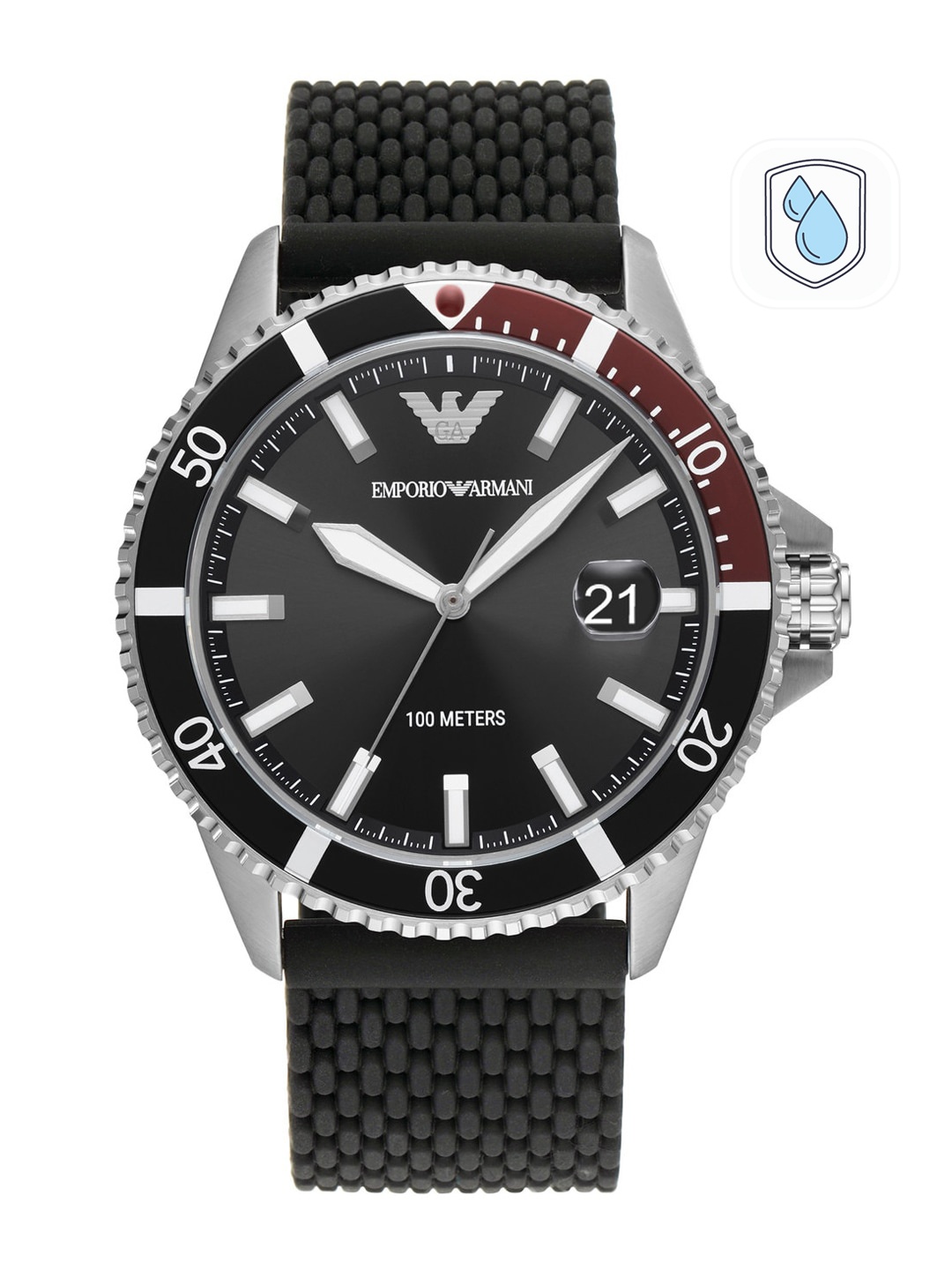 

Emporio Armani Men Black Dial & Black Textured Straps Analogue Watch AR11341