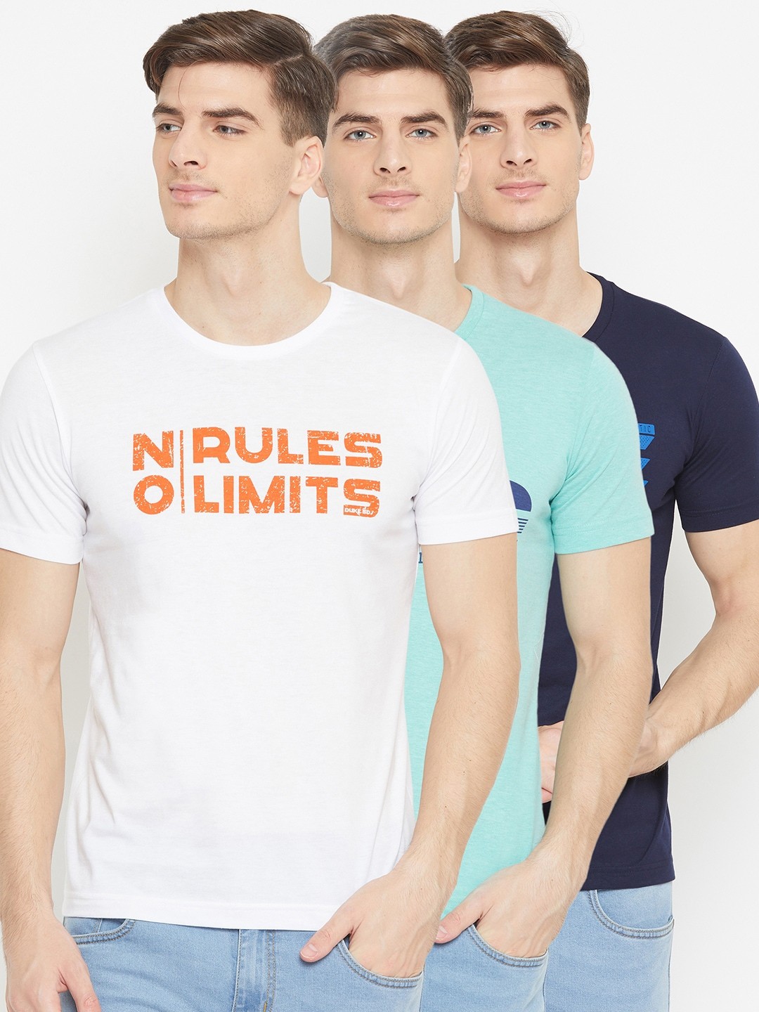 

Duke Men Pack Of 3 Printed Round Neck T-shirt, White