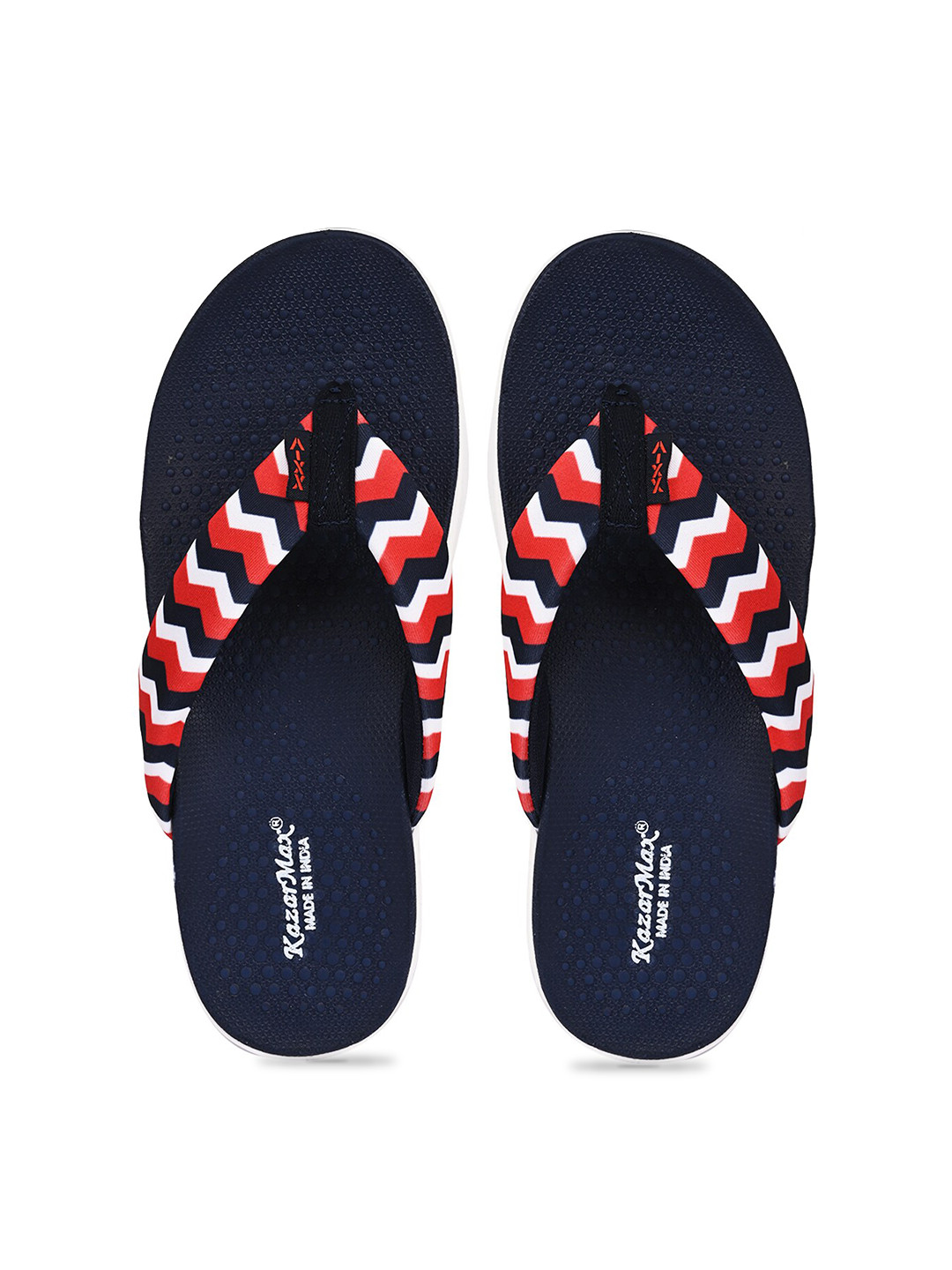 

KazarMax Boys Navy Blue & Red Printed Thong Flip-Flops