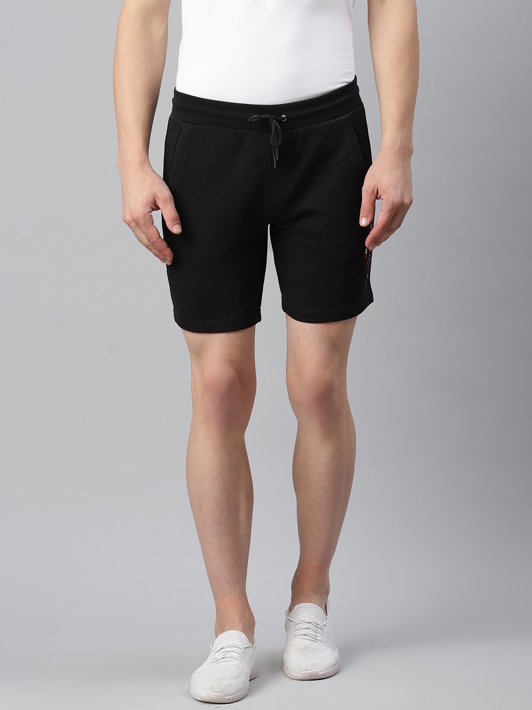 

Tommy Hilfiger Men Black Solid Pure Cotton Regular Fit Sweat Shorts