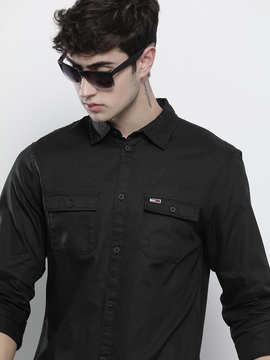 

Tommy Hilfiger Men Black Slim Fit Opaque Casual Shirt