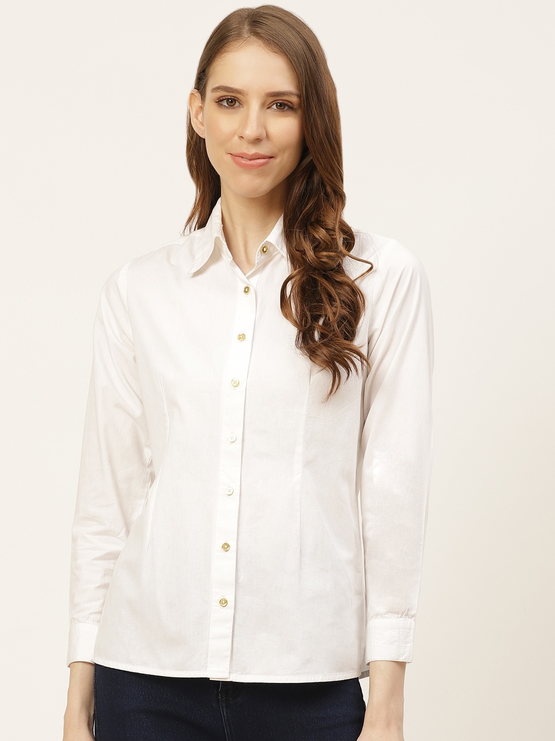 

Off Label Women White Pure Cotton Casual Shirt