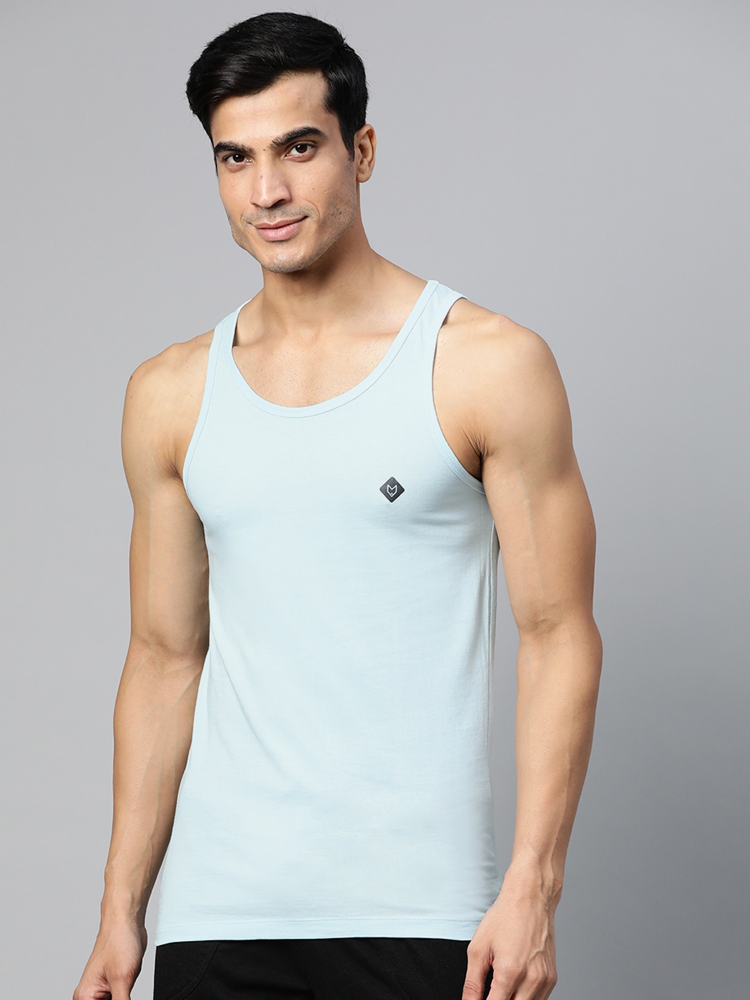 

Almo Wear Men Blue Solid Pure Cotton Innerwear Vest