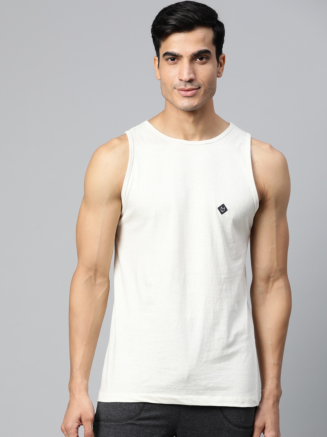 

Almo Wear Men White Solid Organic Cotton Innerwear Vest, Off white