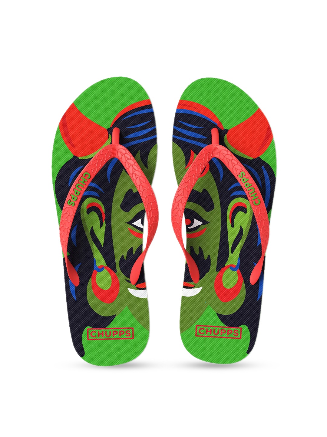 

CHUPPS Men Red & Green Printed Sustainable Thong Flip-Flops