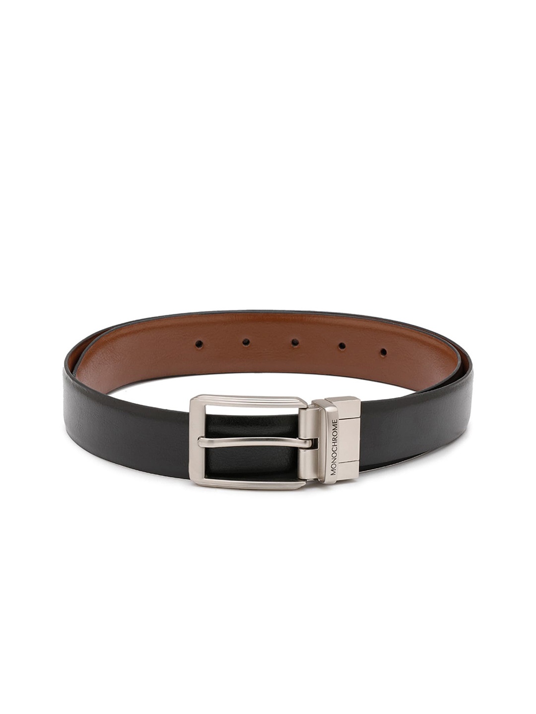 

MONOCHROME Men Black & Brown Textured Reversible Belt