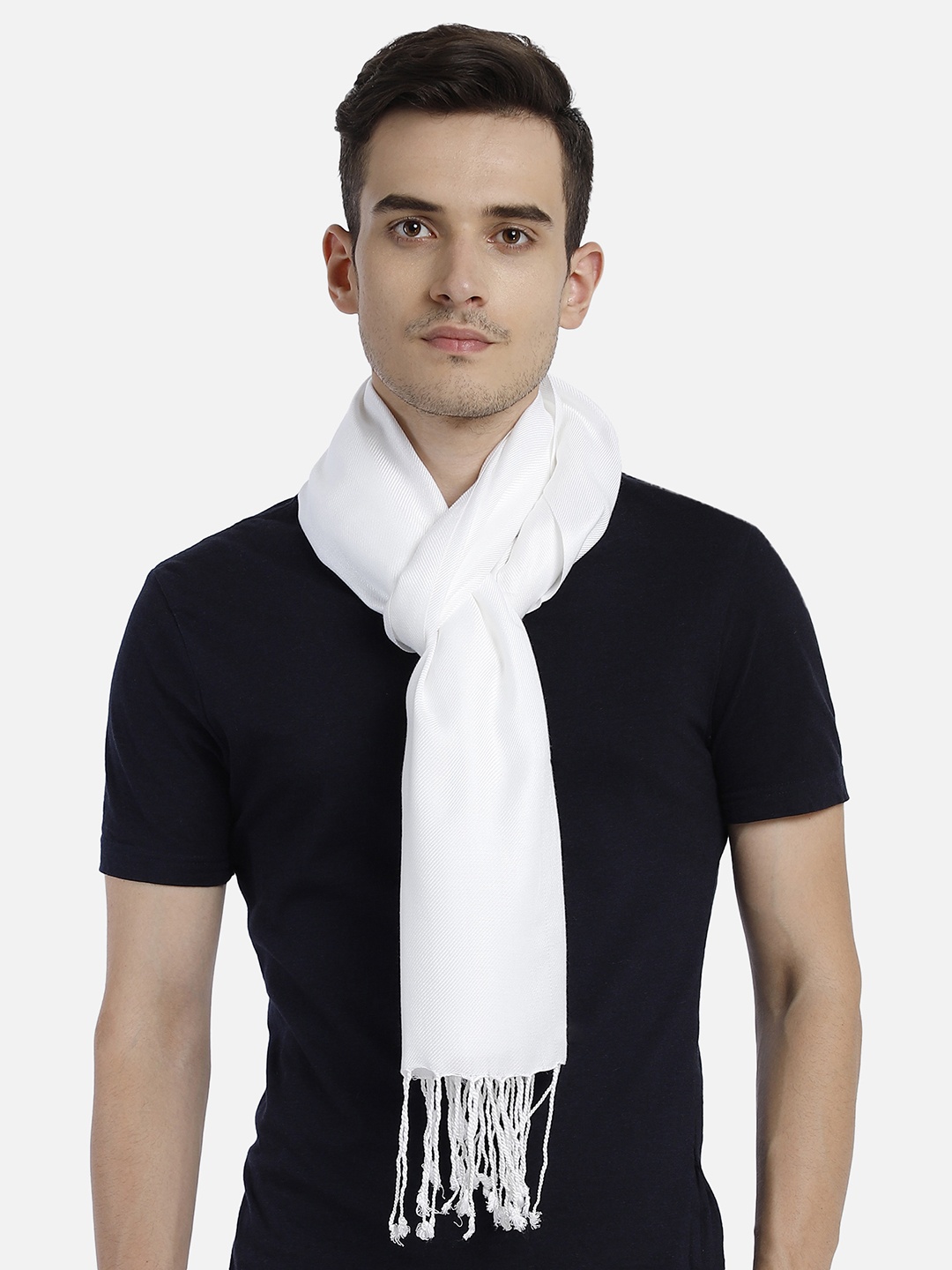 

Aditi Wasan Men White Woven Design Stole