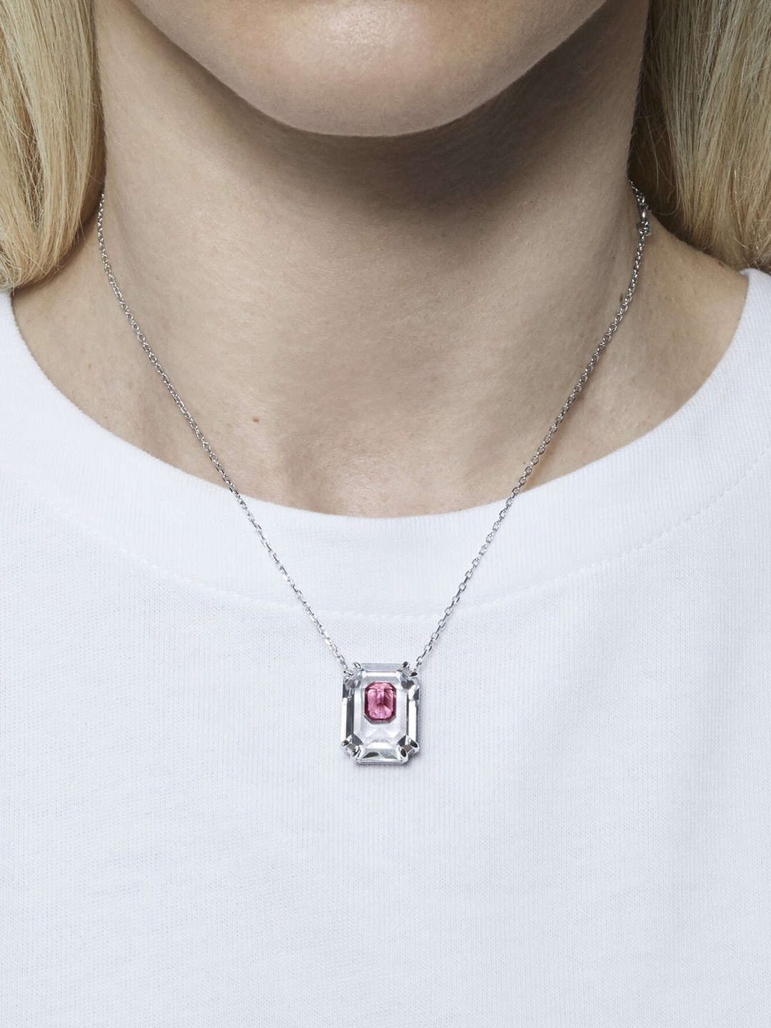 

SWAROVSKI Women Pink Necklace, Silver