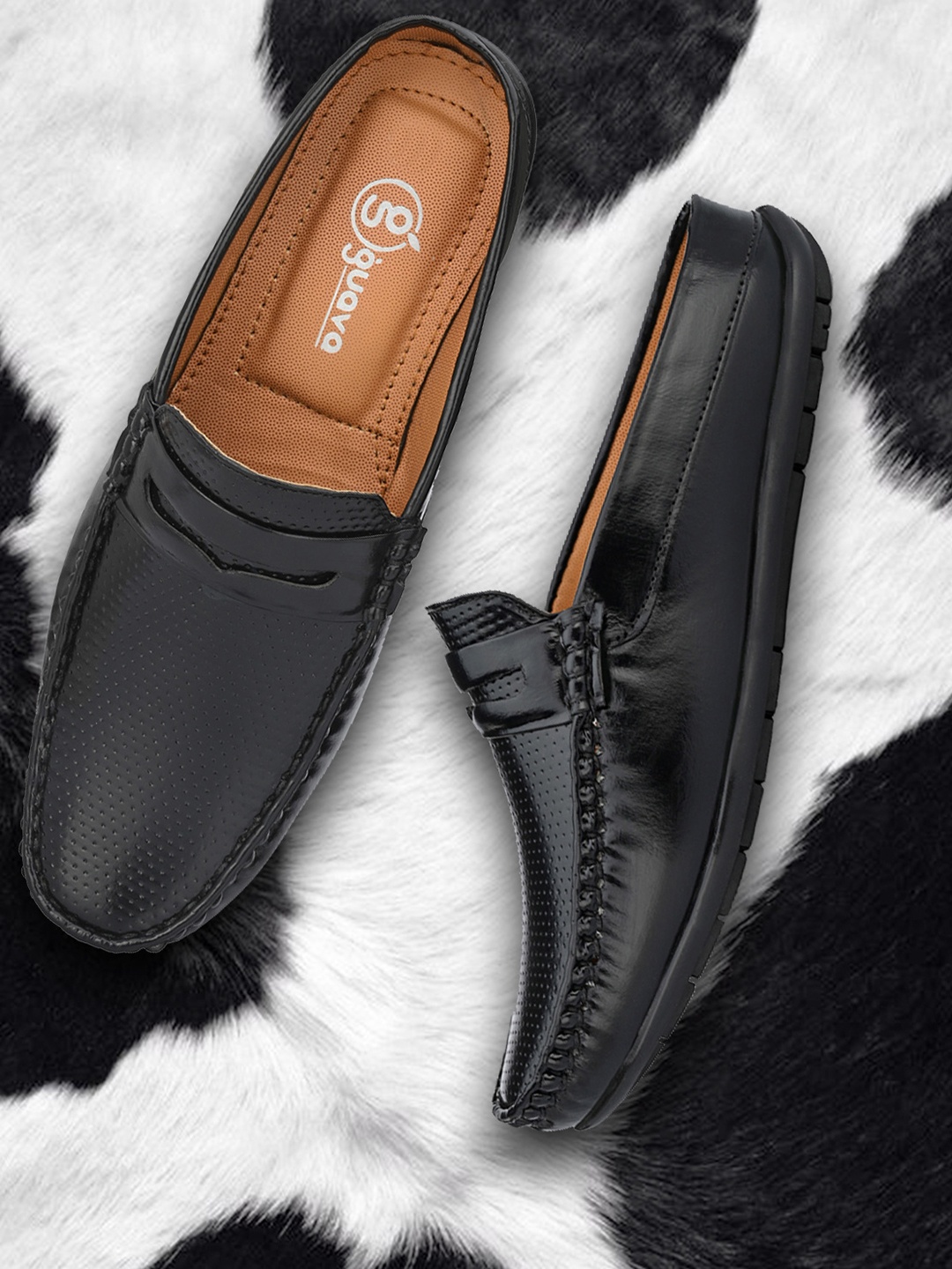 

Guava Men Black Perforations Mules