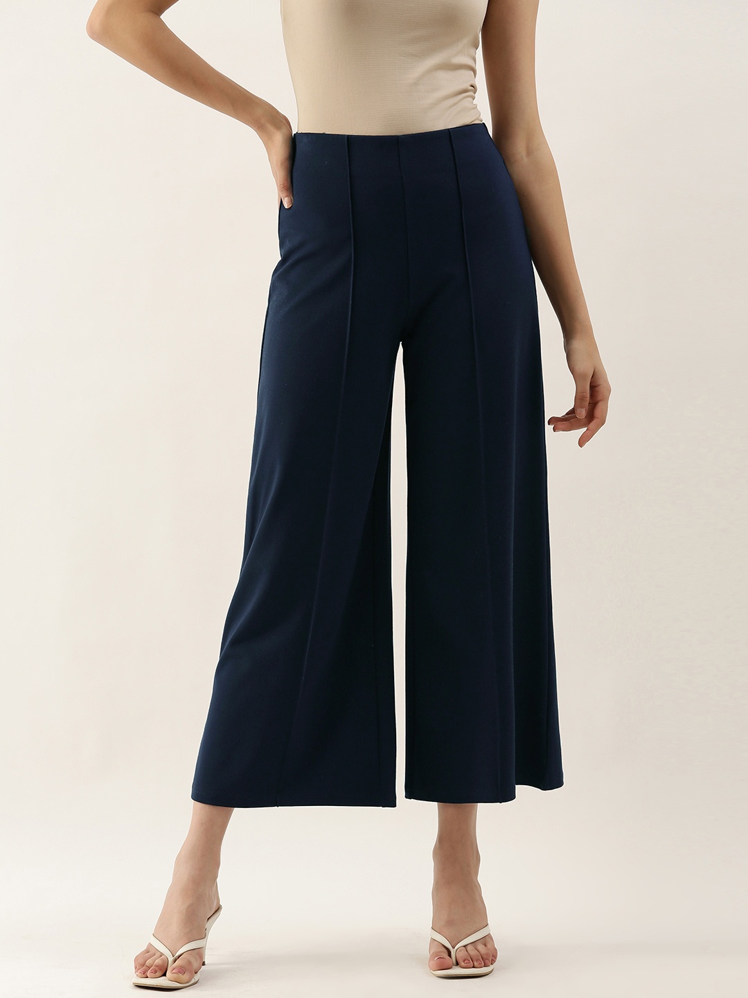 

AND Women Navy Blue Loose Fit Culottes Trousers