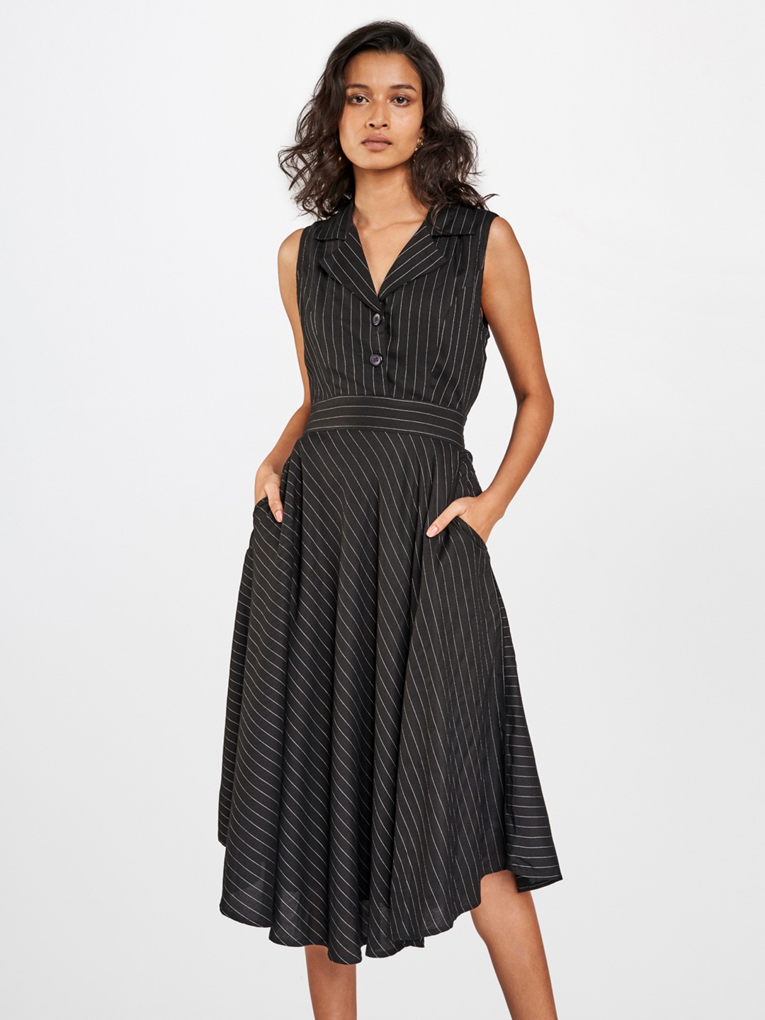 

AND Black Striped Formal Dress