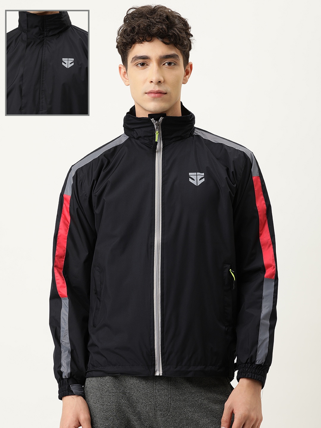 

Sports52 wear Men Black Solid Reversible Rain Jacket